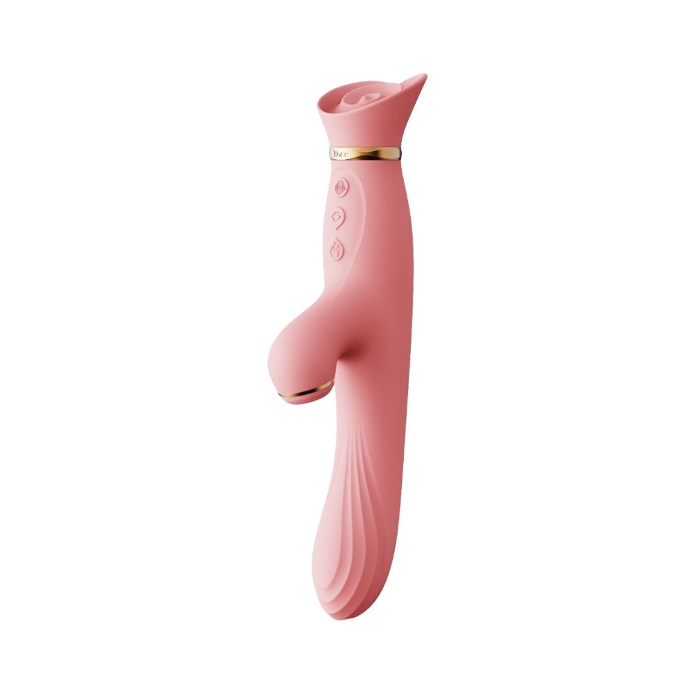 Вібратор з підігрівом та вакуумною стимуляцією клітора Zalo - ROSE Vibrator Strawberry Pink - зображення 1