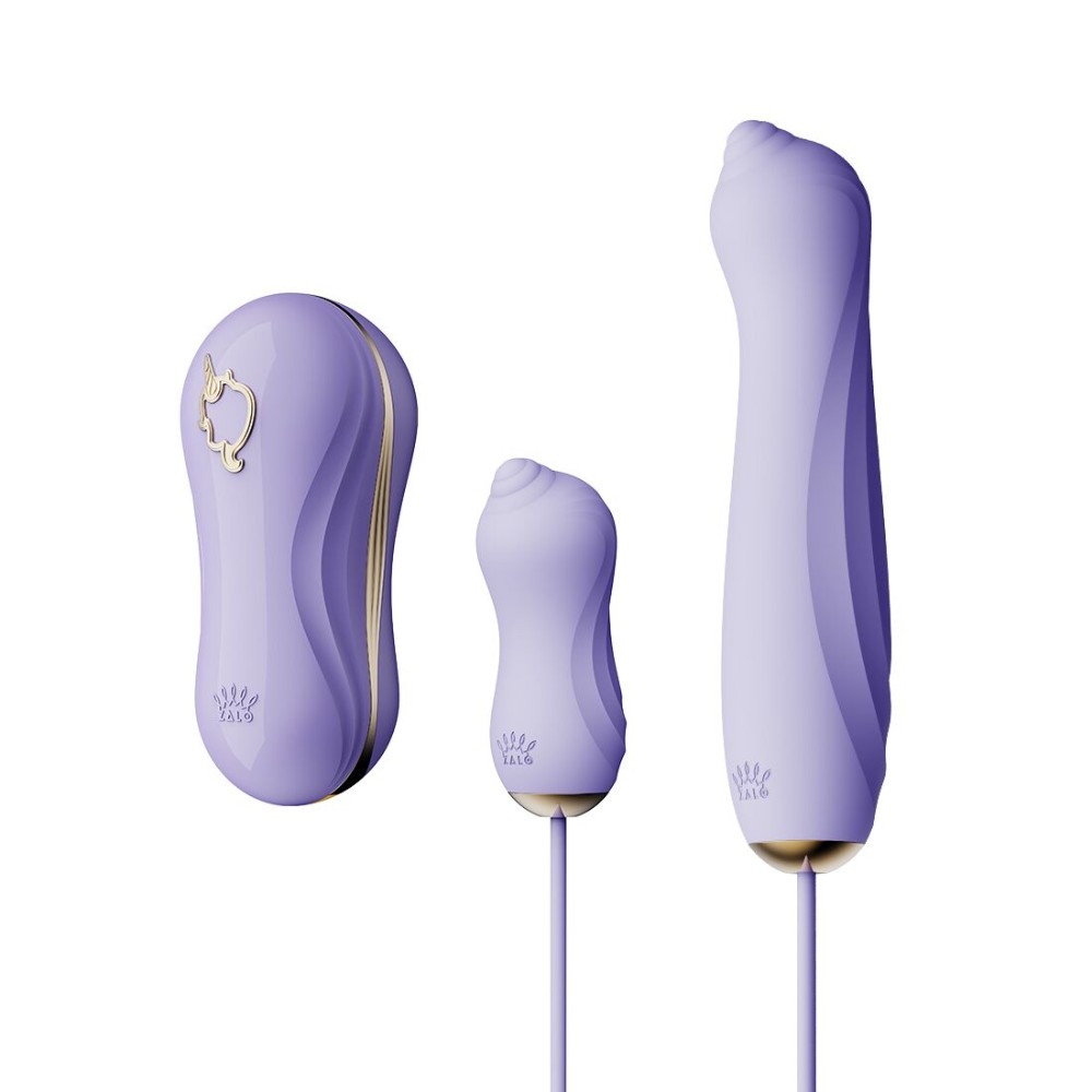 Набір 3в1 Zalo – UNICORN Set Violet, віброяйце, пульсатор, вакуумний стимулятор - зображення 1