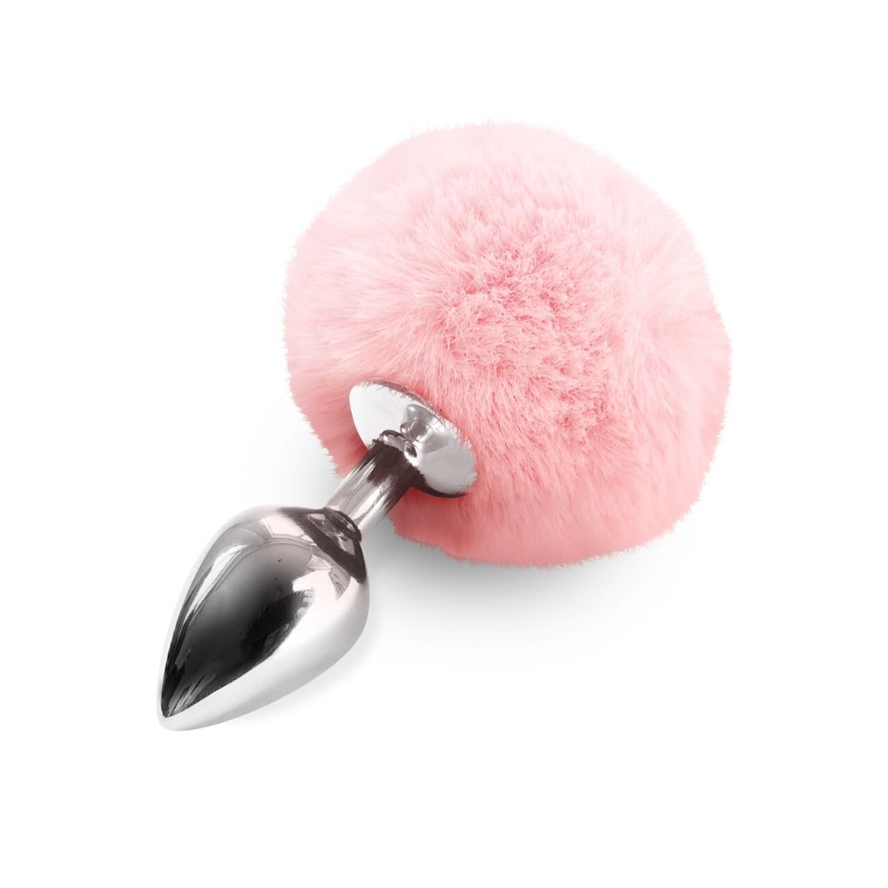 Металева анальна пробка М Art of Sex - Metal Butt plug Rabbit Tail Soft pink, діаметр 3,4 см - зображення 1