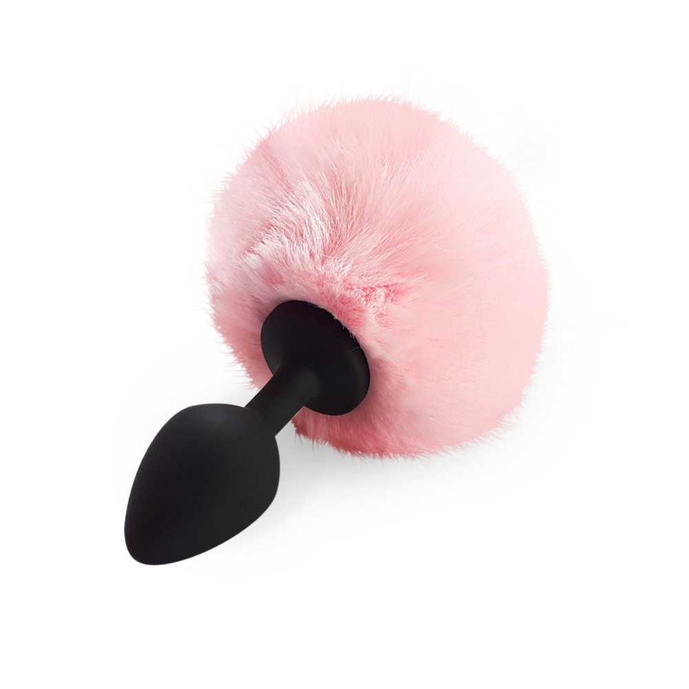 Силіконова анальна пробка М Art of Sex - Silicone Butt plug Rabbit Tail Pink, діаметр 3,5 см - зображення 1