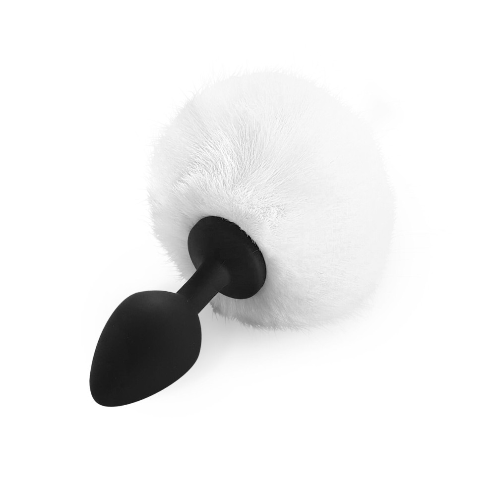 Силіконова анальна пробка М Art of Sex - Silicone Butt plug Rabbit Tail White, діаметр 3,5 см - зображення 1