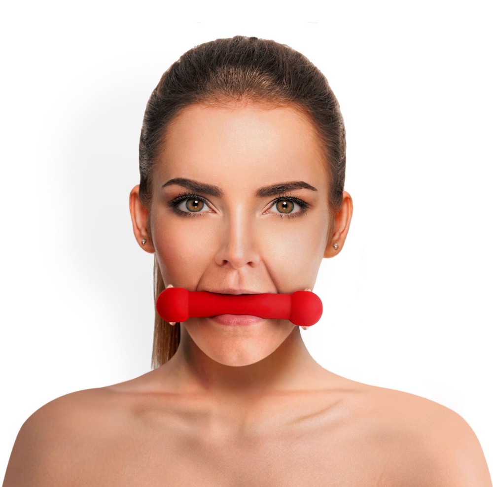Кляп-палиця на ременях Art of Sex – Gag Stick Silicon, червоний, натуральна шкіра - зображення 1