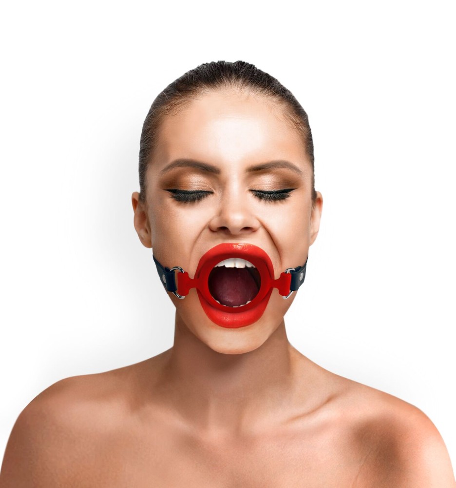 Кляп-розширювач силіконове кільце Art of Sex – Gag ring, червоний, натуральна шкіра - зображення 1