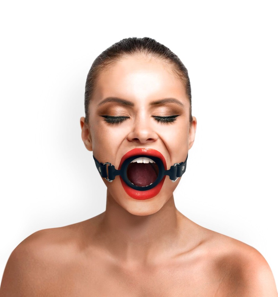 Кляп-розширювач силіконове кільце Art of Sex – Gag Ring, чорний, натуральна шкіра - зображення 1