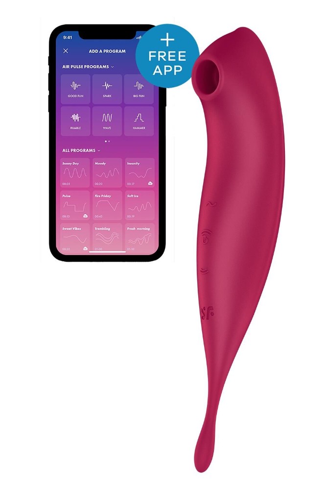 Смарт-вібратор для клітора з вакуумною стимуляцією Satisfyer Twirling Pro+ dark red - зображення 1