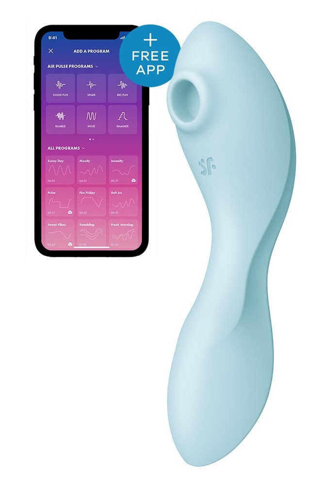 Вакуумний смарт-стимулятор із вібрацією Satisfyer Curvy Trinity 5 (Blue), керування зі смартфона - зображення 1