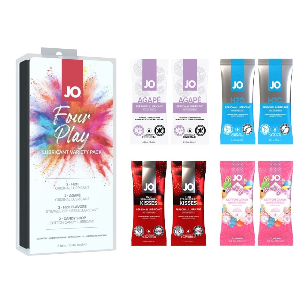 Набір змазок на водній основі JO Four Play (8×10 мл): H2O Original, Agapé Original, H2O Strawberry K - зображення 1