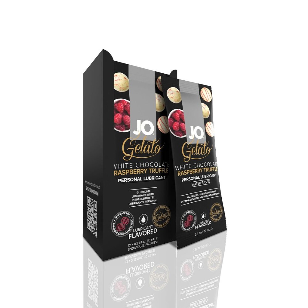 Набір лубрикантів Foil Display Box – JO Gelato - White Chocolate Raspberry – 12 × 10ml - зображення 1