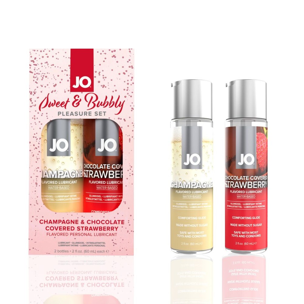 Набір лубрикантів JO Sweet&Bubbly — Champagne & Chocolate Covered Strawberry (2×60 мл) - зображення 1