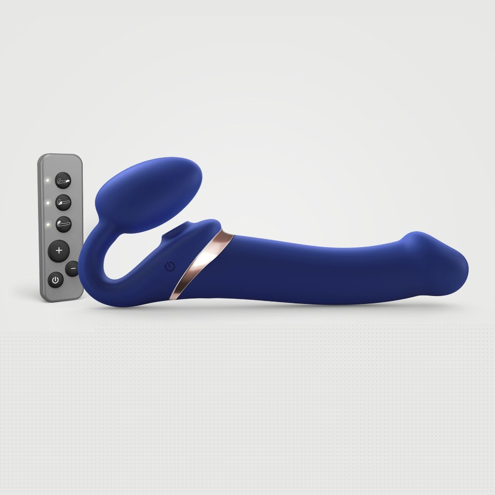 Безремінний вібрострапон з вакуумною стимуляцією Strap-On-Me MULTI ORGASM Blue L, регульований - зображення 1