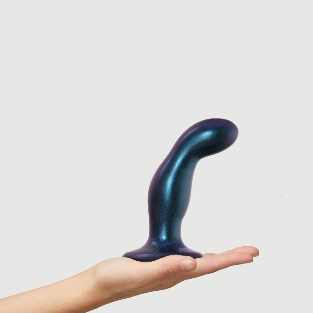 Дилдо Strap-On-Me DILDO PLUG SNAKY METALLIC BLUE, розмір M, діаметр 4 см, ввідна довжина 15,3 см - зображення 1
