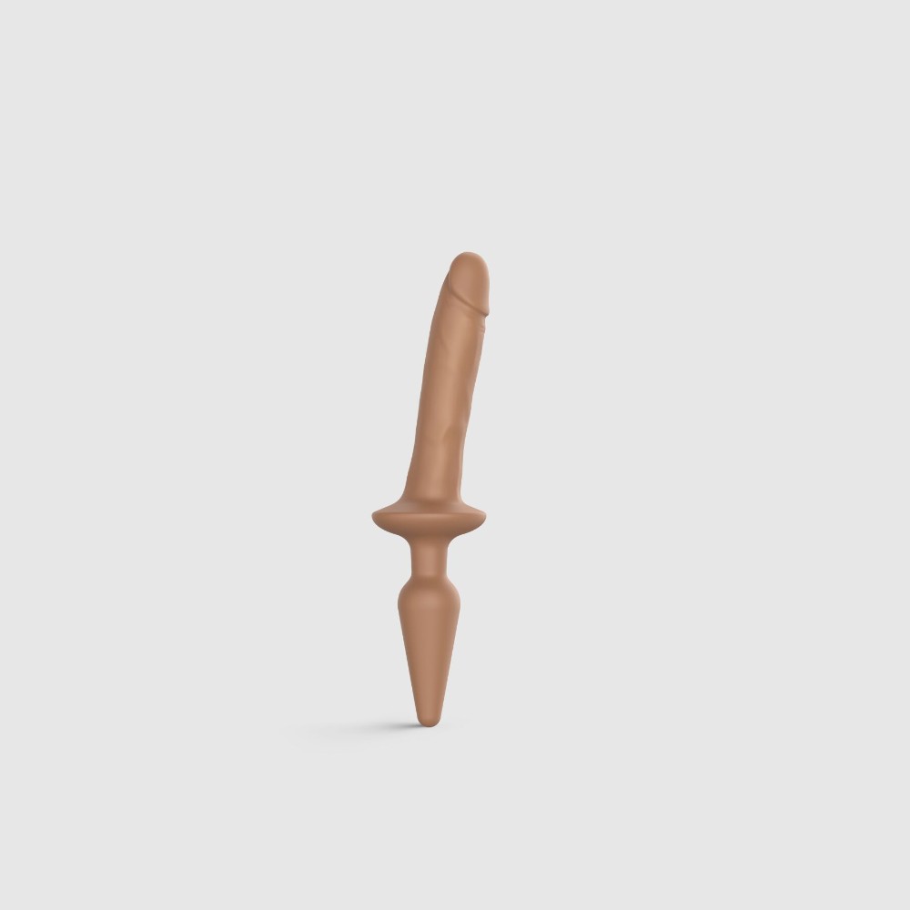 Анальна пробка з дилдо 2в1 Strap-On-Me SWITCH PLUG-IN REALISTIC DILDO Caramel S, діаметр 3,3/2,9 см - зображення 1