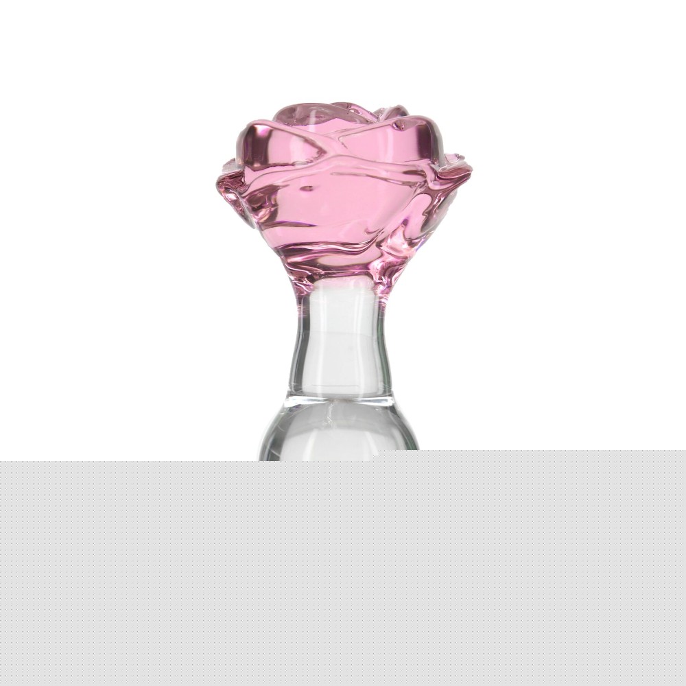 Скляна анальна пробка Pillow Talk Rosy Luxurious Glass Anal Plug, ⌀3,3 см, віброкуля в подарунок - зображення 1