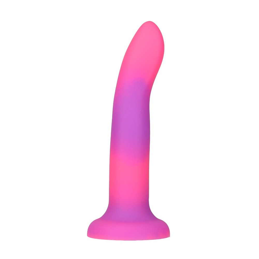 Фалоімітатор, що світиться в темряві, ADDICTION Rave 8″, Glow in the Dark Dildo Pink Purple, 20,3 см - зображення 1
