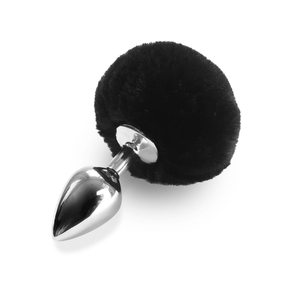Металева анальна пробка М Art of Sex - Metal Butt plug Rabbit Tail Black, діаметр 3,4 см - зображення 1