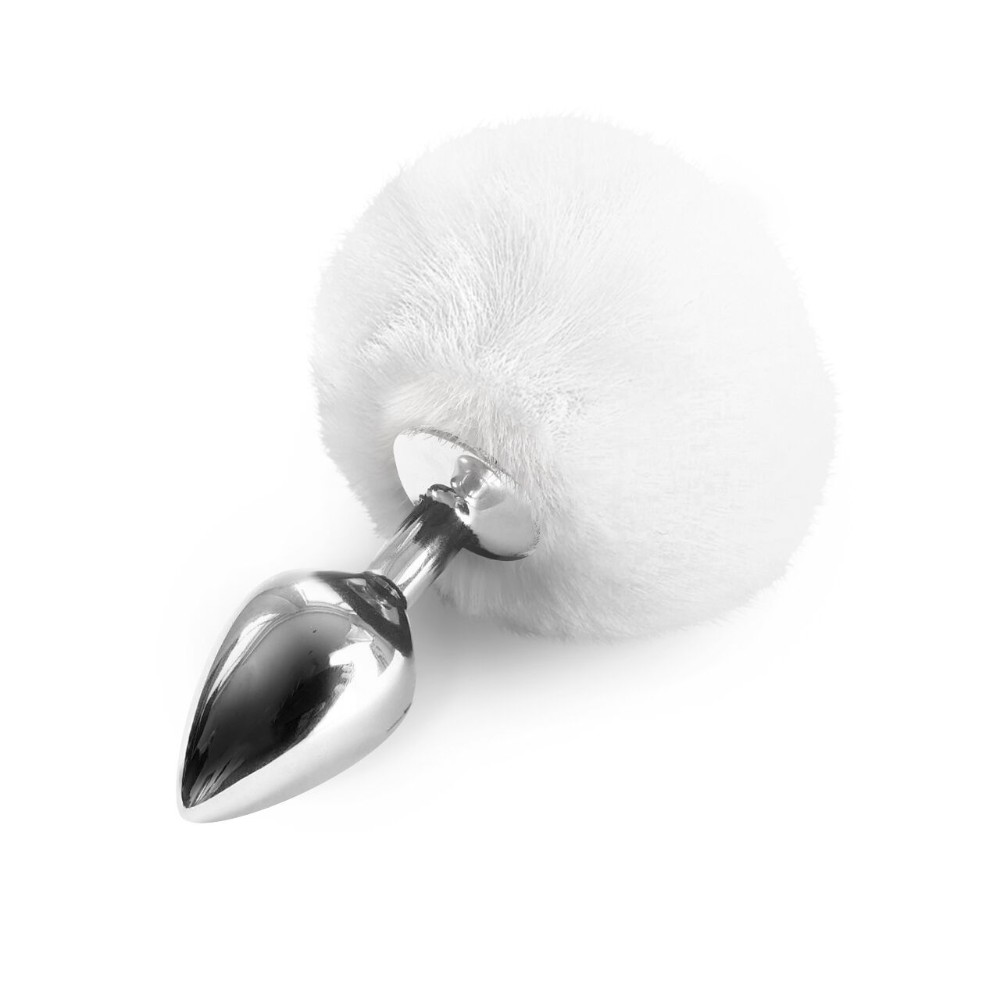 Металева анальна пробка М Art of Sex - Metal Butt plug Rabbit Tail White, діаметр 3,4 см - зображення 1