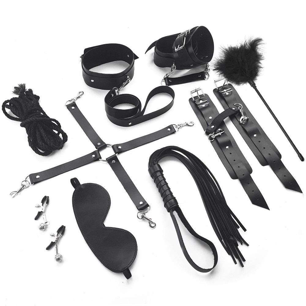 Набір BDSM Art of Sex – Set Leather, 10 предметів, чорний, натуральна шкіра - зображення 1
