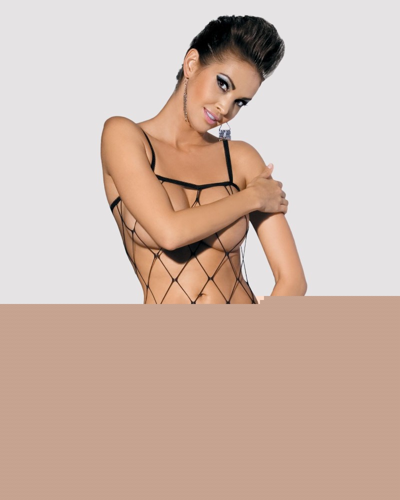 Бодістокінг з великим вічком і відкритими грудьми Obsessive Bodystocking N102 S/M/L, чорний - зображення 1