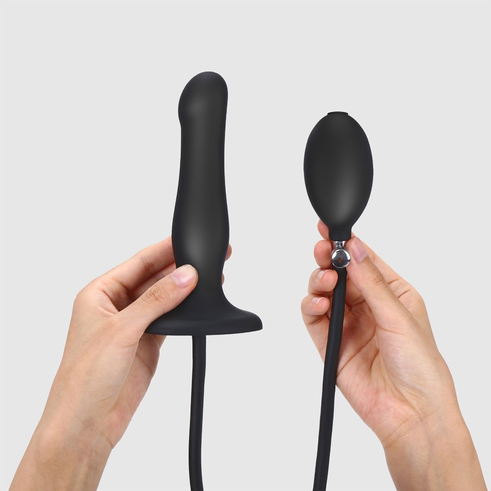 Надувний фалоімітатор Strap-On-Me INFLATABLE DILDO PLUG - NOIR, кулька всередині, діаметр до 6 см - зображення 1