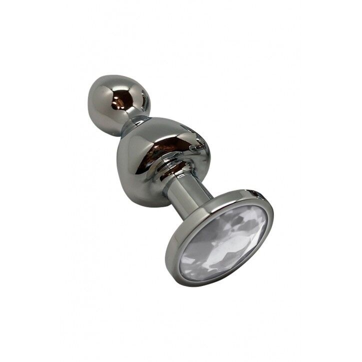 Металева анальна пробка Wooomy Lollypop Double Ball Metal Plug M, діаметр 3,1 см, довжина 9,4 см - зображення 1