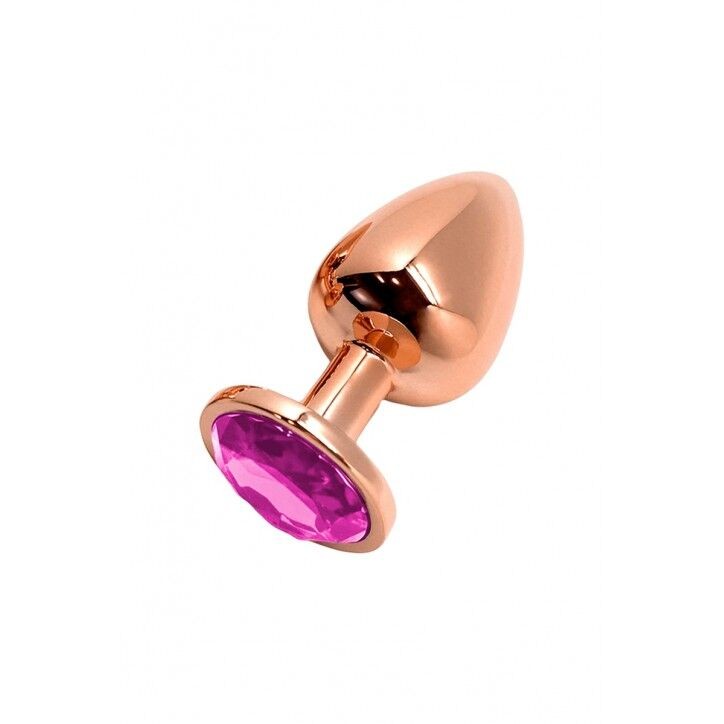 Металева анальна пробка Wooomy Tralalo Rose Gold Metal Plug Magenta S, діаметр 2,8 см, довжина 7 см - зображення 1