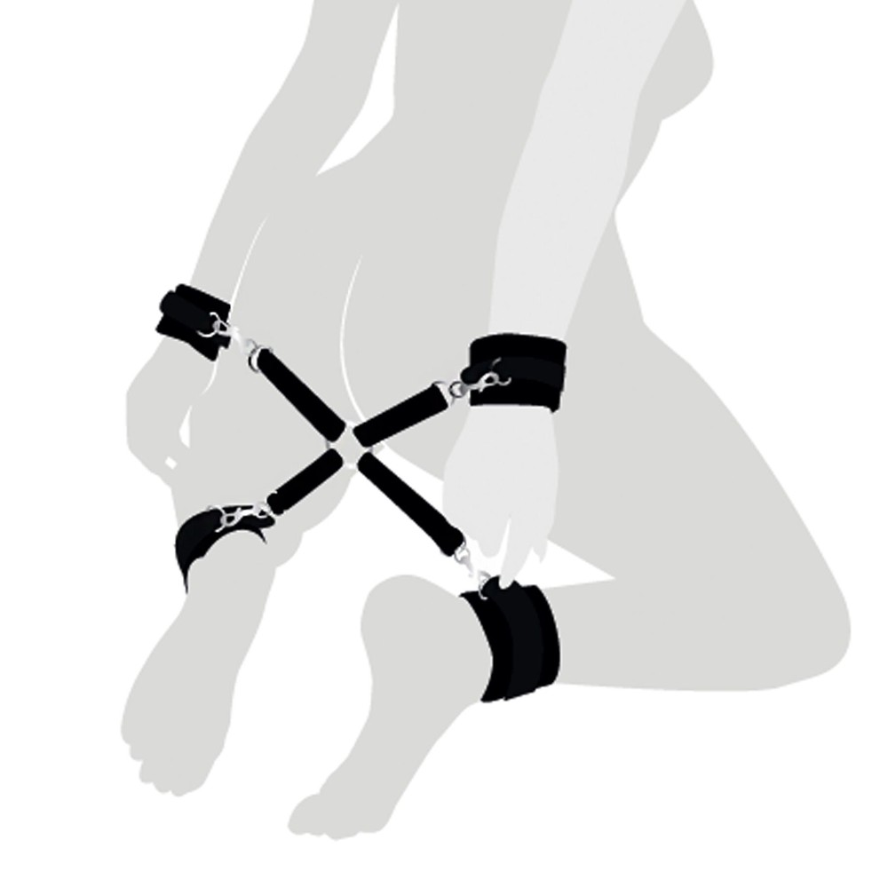 Хрестовина з натуральної шкіри Art of Sex – 4 Way Connector, чорний - зображення 1