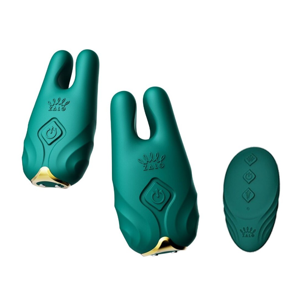Смарт-вібратор для грудей Zalo - Nave Turquoise Green, пульт ДК, робота через додаток - зображення 1