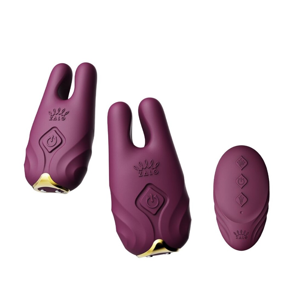 Смарт-вібратор для грудей Zalo - Nave Velvet Purple, пульт ДК, робота через додаток - зображення 1