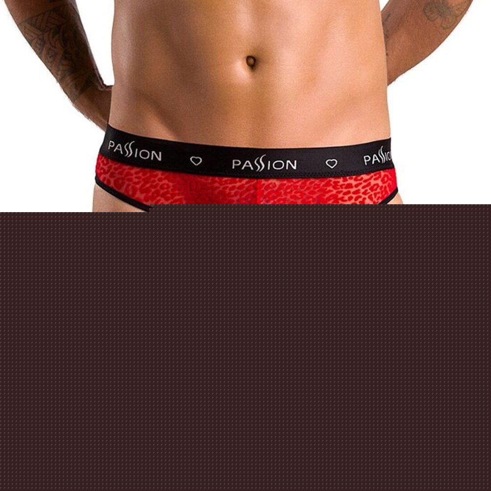 Чоловічі напівпрозорі труси Passion 031 SLIP MIKE L/XL Red, під леопард - зображення 1