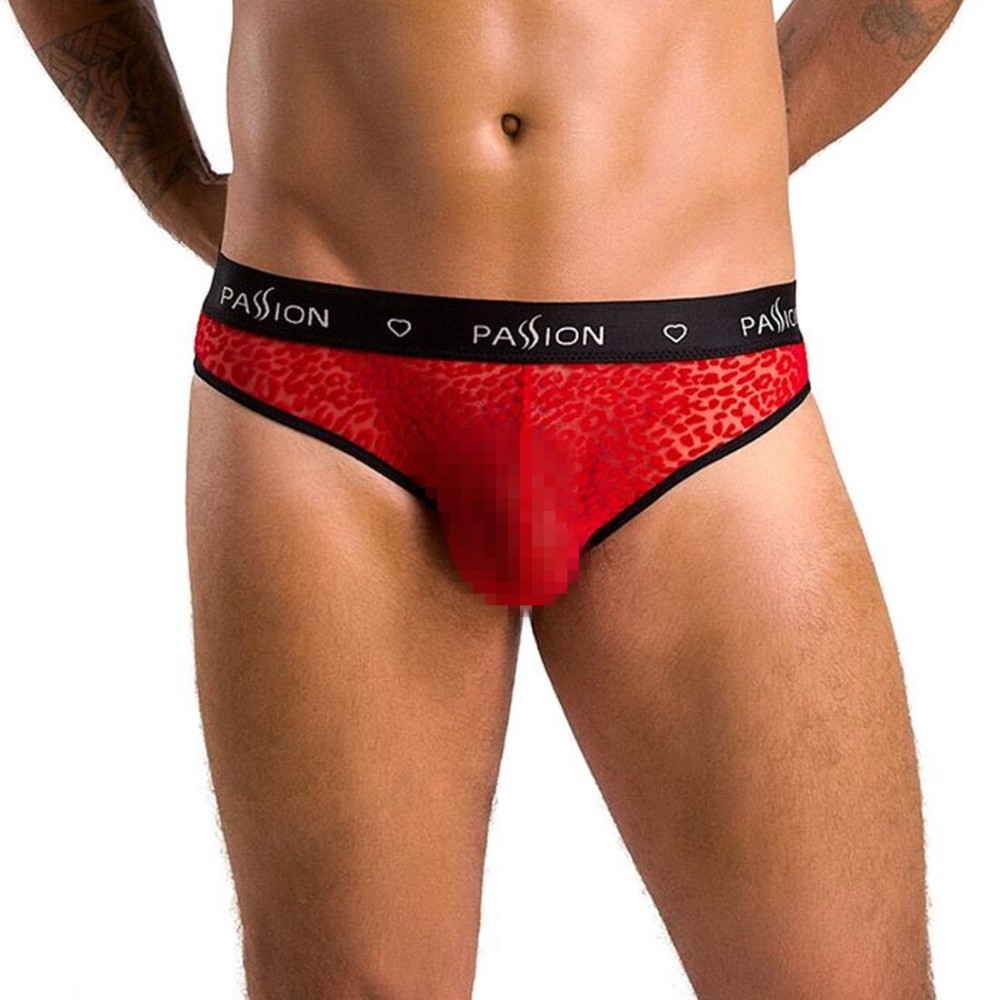 Чоловічі напівпрозорі труси Passion 031 SLIP MIKE S/M Red, під леопард - зображення 1