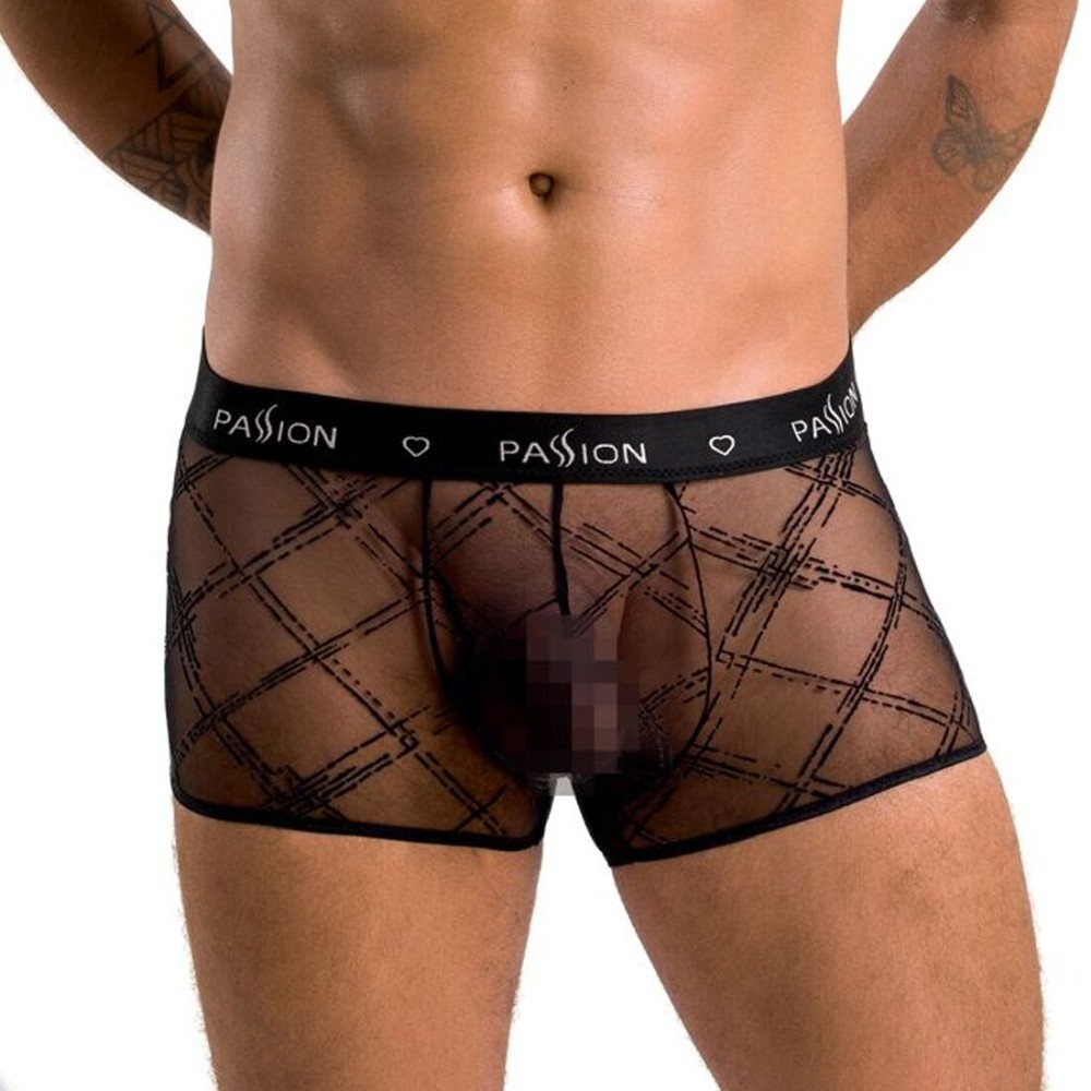 Чоловічі прозорі боксери Passion 032 SHORT JAMES XXL/XXXL Black, сітка - зображення 1