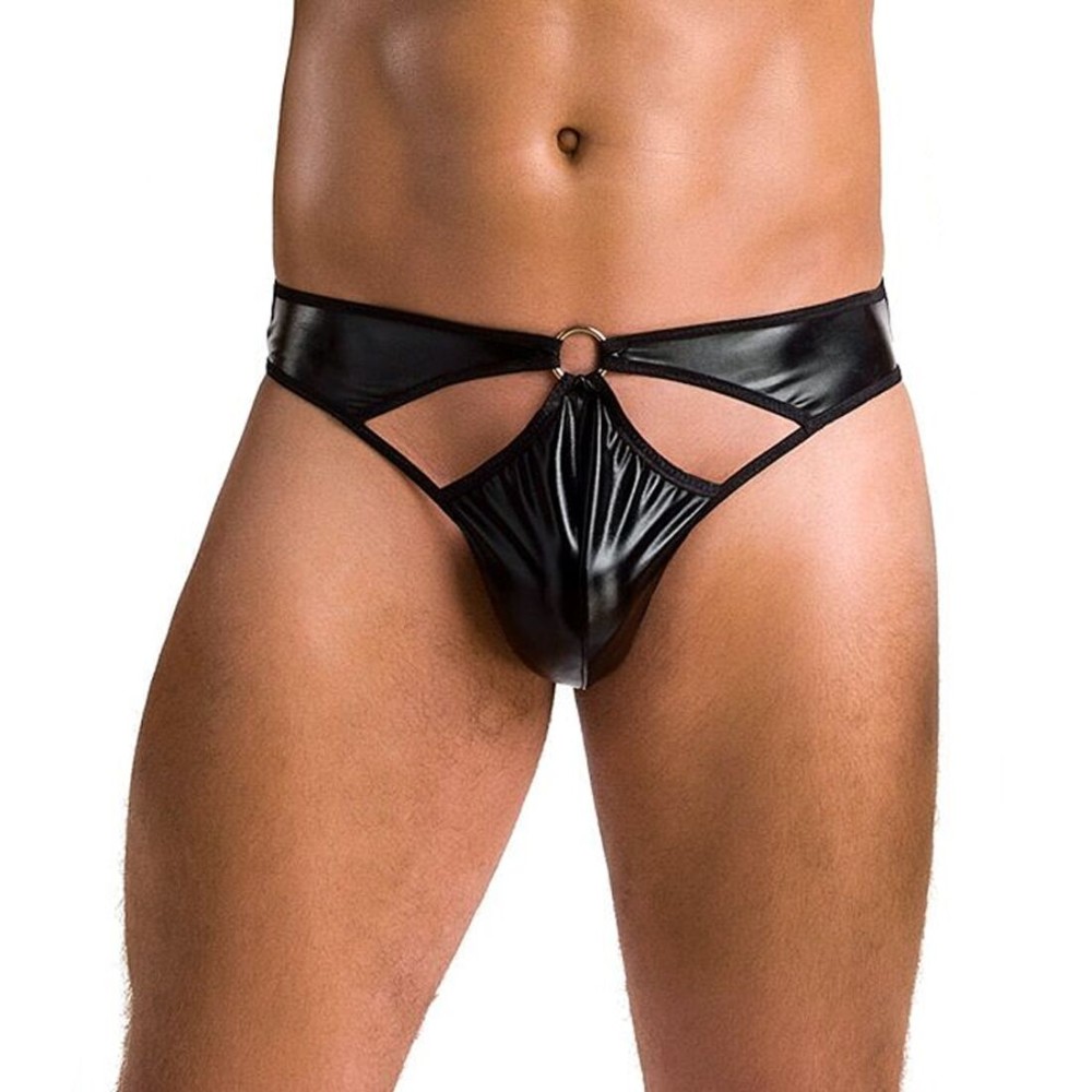 Чоловічі стринги Passion 033 THONG PAUL XXL/XXXL Black, під латекс - зображення 1