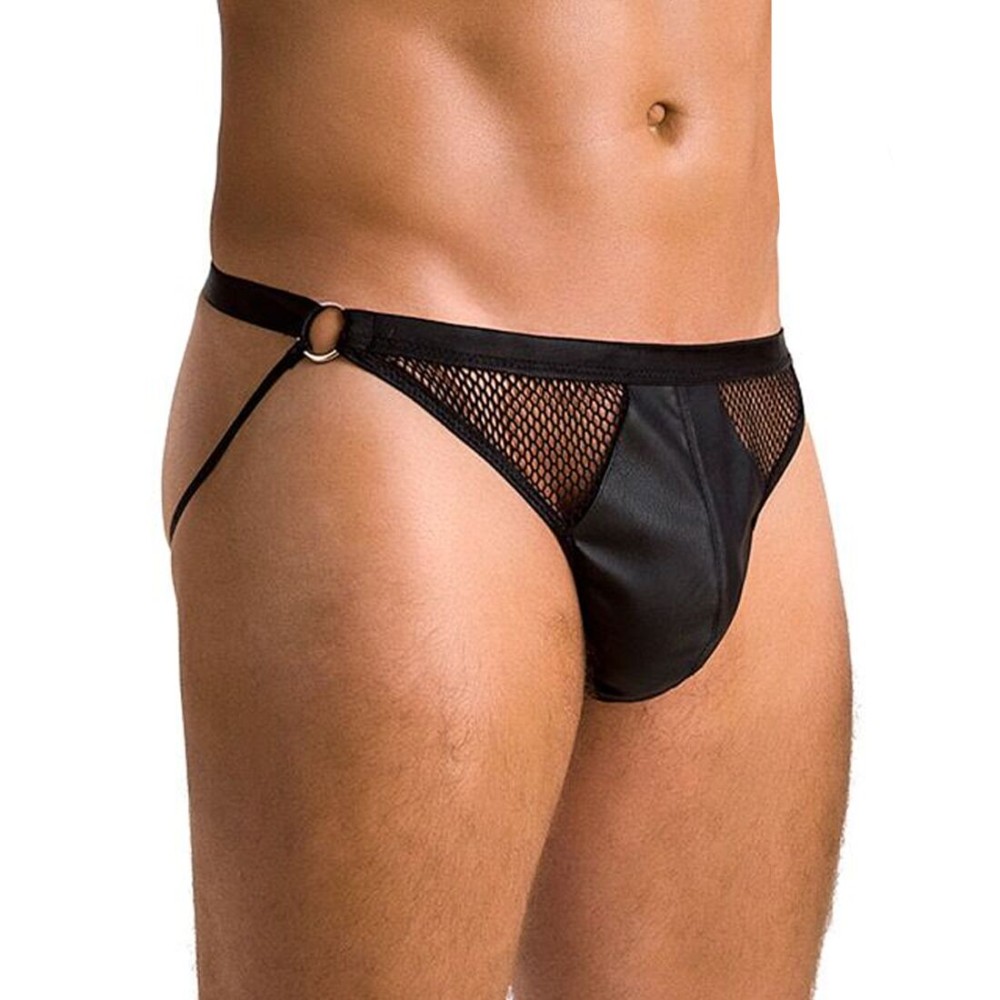 Чоловічі відкриті сліпи Passion 034 OPEN LUKE L/XL Black, екошкіра - зображення 1