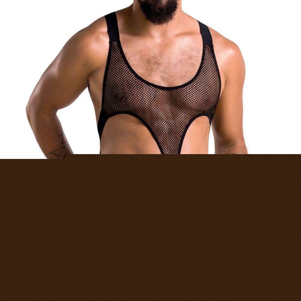 Чоловіче сітчасте боді Passion 040 LEON S/M Black, сітка, резинки - зображення 1