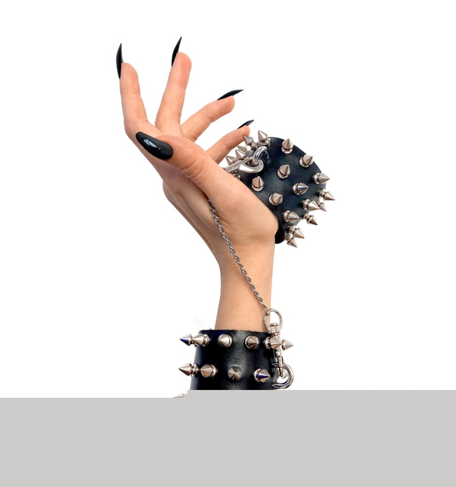 Наручники з шипами Art of Sex - Rose Spiked Leather Handcuffs, натуральна шкіра - зображення 1