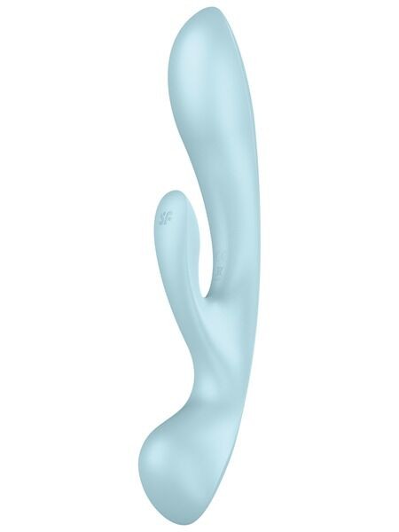 Двосторонній вібратор-кролик Satisfyer Triple Oh Light Blue, 3 мотори, руків’я-масажер - зображення 1