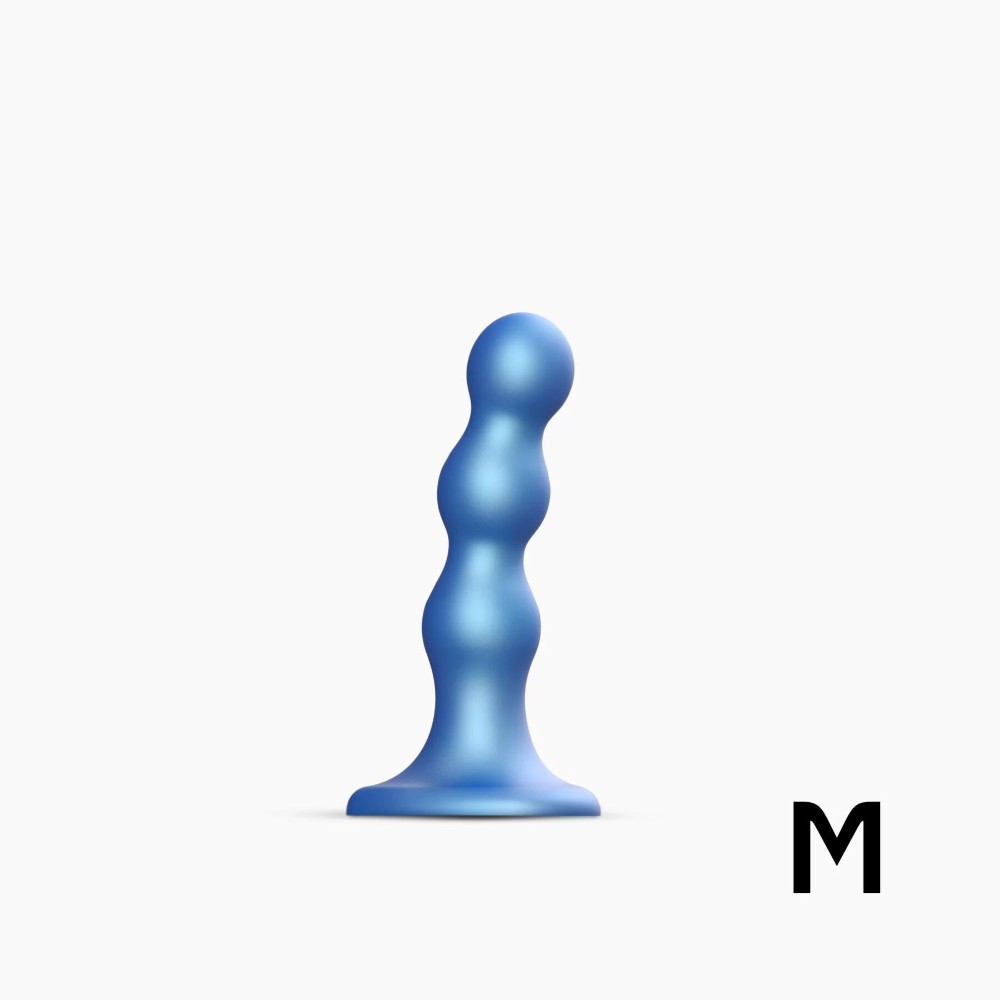 Насадка для страпона Strap-On-Me Dildo Plug Balls Blue Metallic M - зображення 1