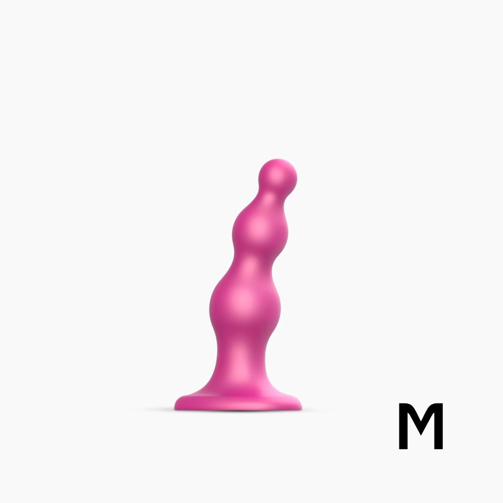 Насадка для страпона Strap-On-Me Dildo Plug Beads Framboise Metallic M - зображення 1