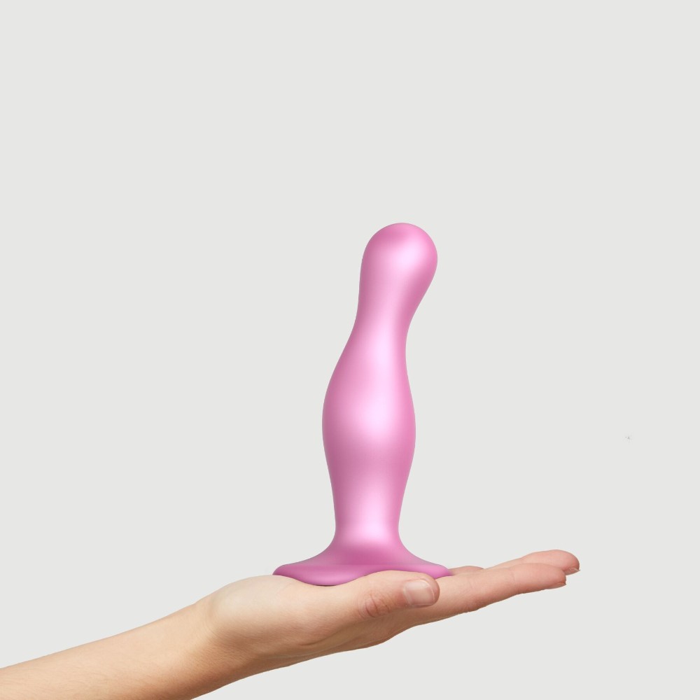 Насадка для страпона Strap-On-Me Dildo Plug Curvy Rose Dragee Metallic M - зображення 1