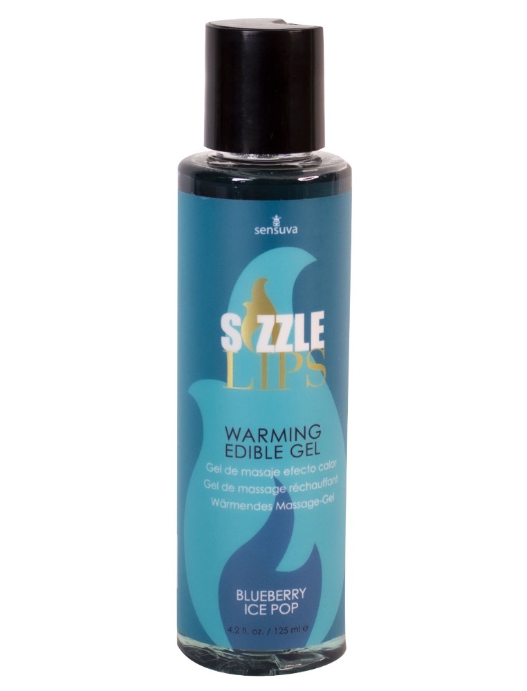 Зігрівальний масажний гель Sensuva Sizzle Lips Blueberry Ice Pop (125 мл), без цукру, їстівний - зображення 1