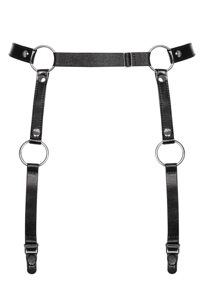 Гартери Obsessive A741 garter belt black O/S, штучна шкіра - зображення 1