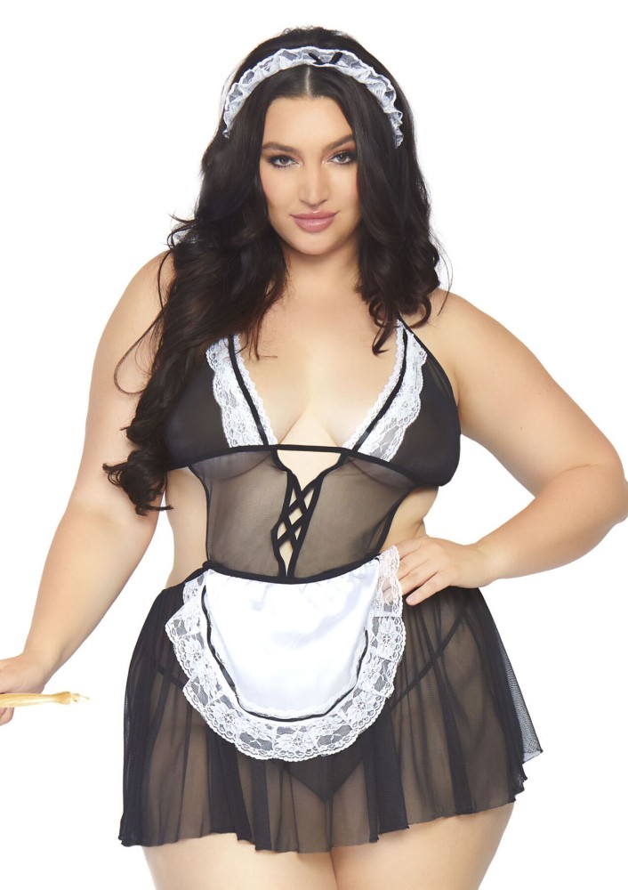 Костюм покоївки Leg Avenue Fantasy French Maid XL/XXL, сукня, трусики, пов’язка - зображення 1