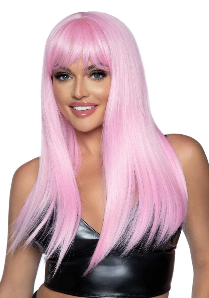 Довга рожева перука Leg Avenue Long straight bang wig Pink, гладенька, 61 см - зображення 1
