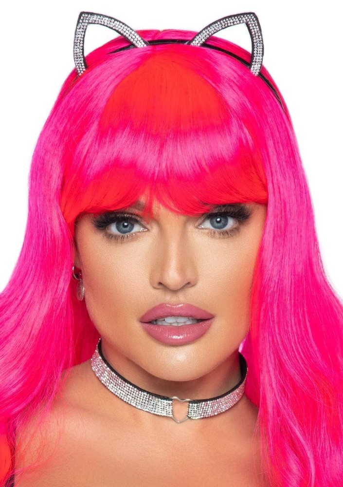 Набір кішечки Leg Avenue Cat ear headband and choker, чокер та вушка, прикрашений стразами - зображення 1