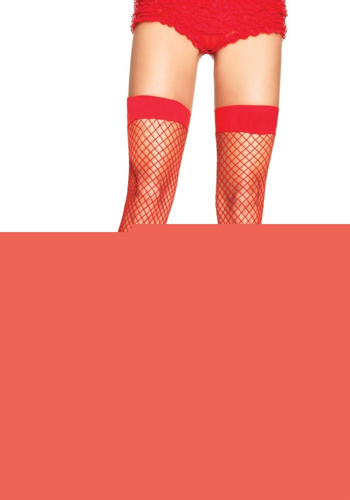 Панчохи-сітка Leg Avenue Fishnet Thigh Highs One size, Red, дрібна сітка - зображення 1