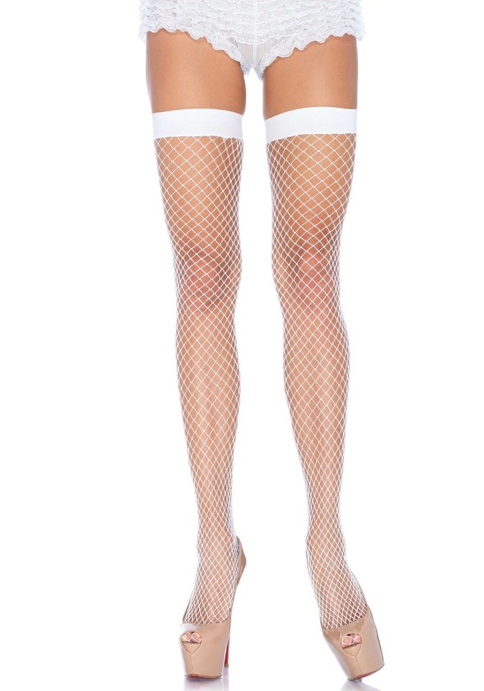 Панчохи-сітка Leg Avenue Fishnet Thigh Highs One size, White, дрібна сітка - зображення 1