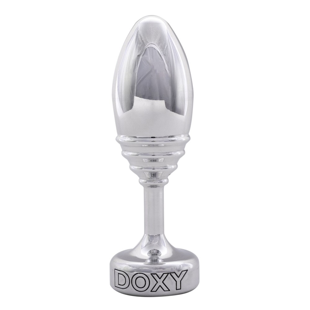 Металева анальна пробка DOXY Butt Plug RIBBED, ребриста, діаметр 3,3 см - зображення 1