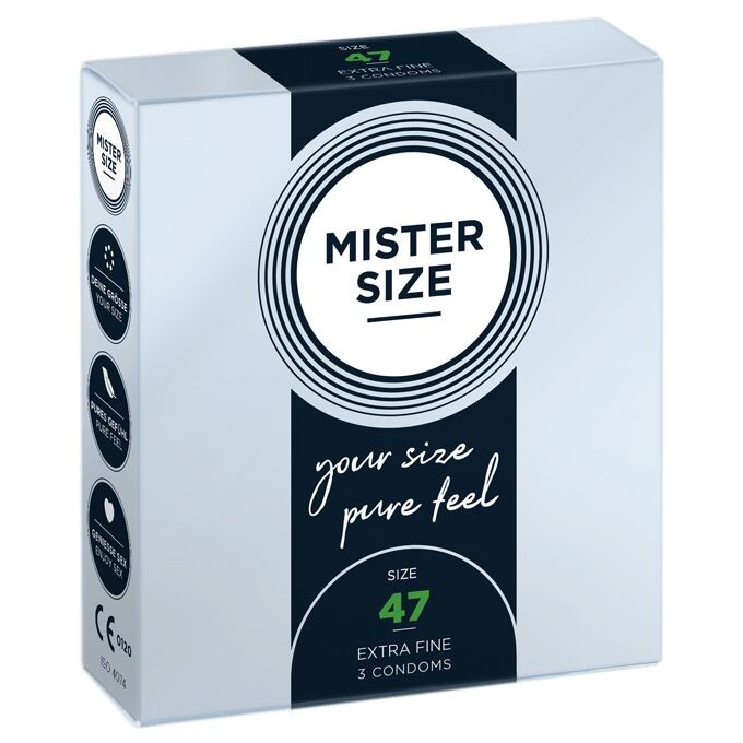 Презервативи Mister Size - pure feel - 47 (3 condoms), товщина 0,05 мм - зображення 1