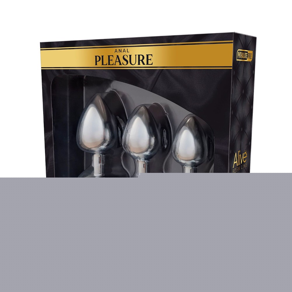 Набір металевих анальних пробок Alive Metal Plug Kit, діаметр 3,2 см / 3,5 см / 4,1 см - зображення 1