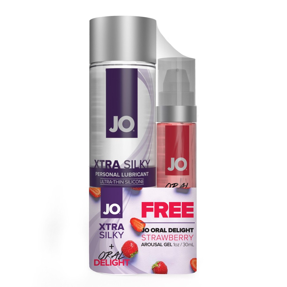 Комплект JO GWP - Xtra Silky Silicone (120 мл) & Oral Delight - Strawberry (30 мл) - зображення 1